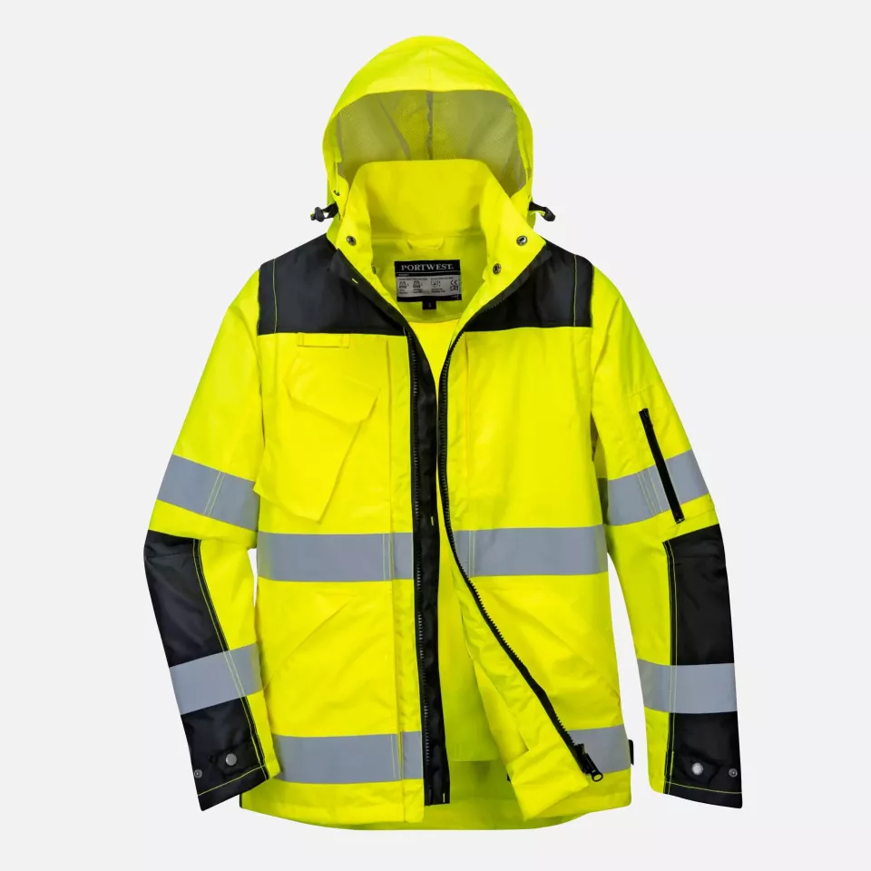 Portwest C469YBR, Hi-Vis 3-in-1 Contrast Winter Pro Jacket, Yellow/Black, image 4, gallery thumbnail