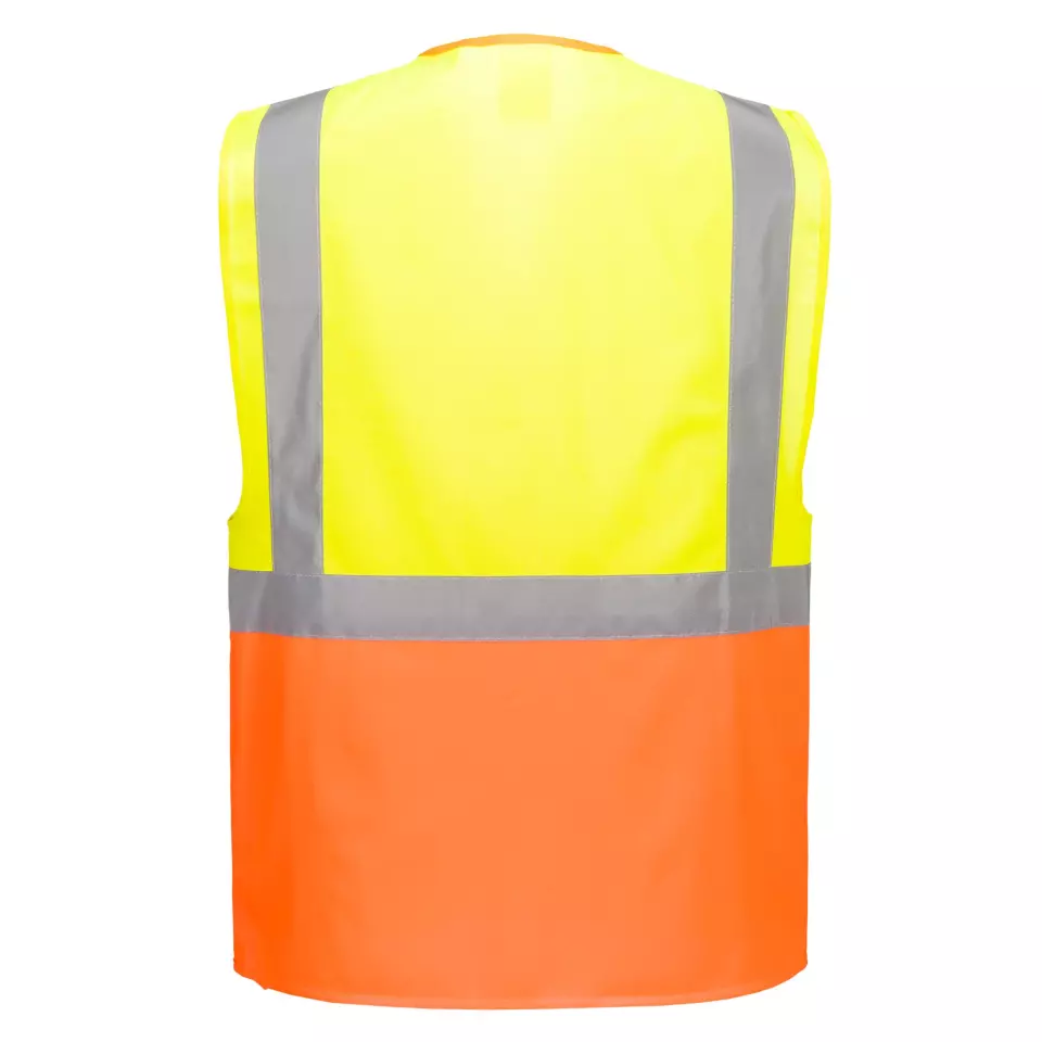 Portwest S376YOR, Prague Hi-Vis Executive Vest, Yellow/Orange, image 2, gallery thumbnail