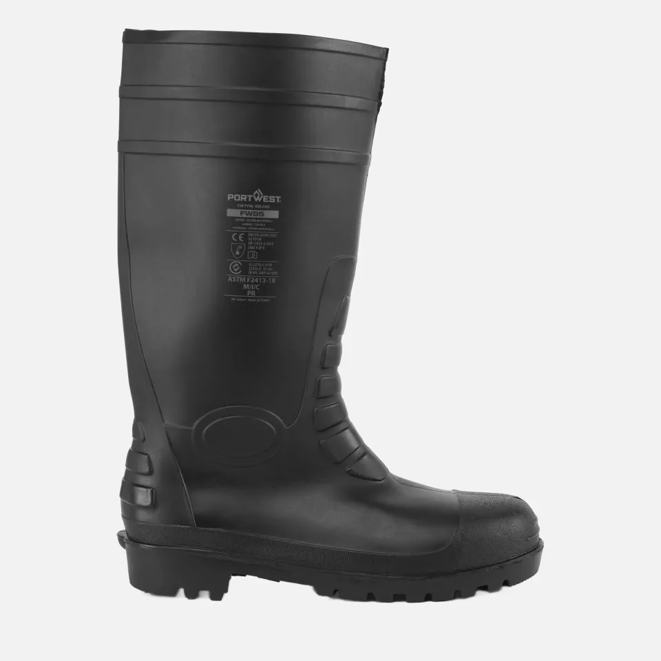 Portwest FW95BKR, Wellington Steel PVC S5 FO, Black, image 1, gallery thumbnail