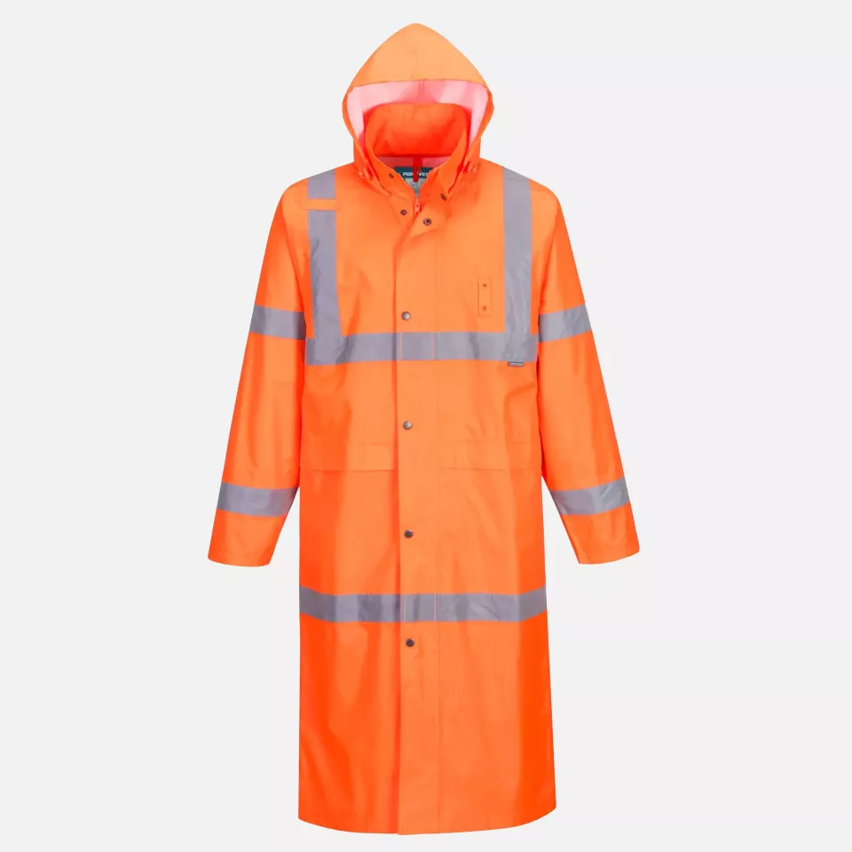 Portwest H445ORR, Hi-Vis Rain Coat 122cm, Orange, image 1, gallery thumbnail