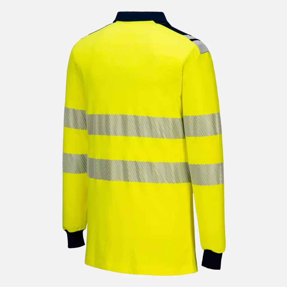 Portwest FR702YNR, PW3 FR Modaflame Hi-Vis Polo Shirt, Yellow/Navy, image 4, gallery thumbnail