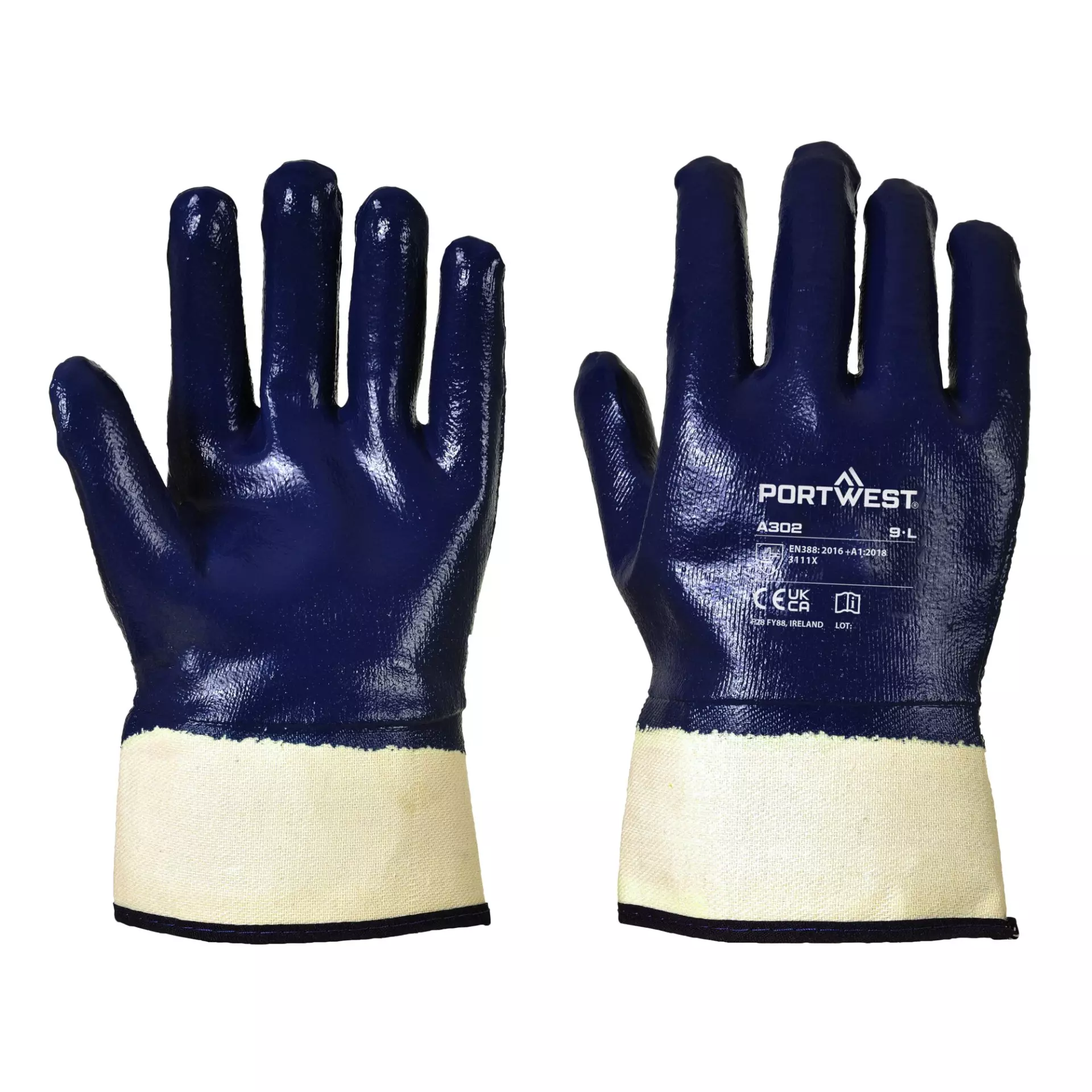 Portwest A302NAR, Fully Dipped Nitrile Safety Cuff, Navy, image 3