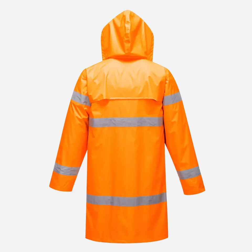 Portwest H442ORR, Hi-Vis Rain Coat 100cm, Orange, image 2, gallery thumbnail