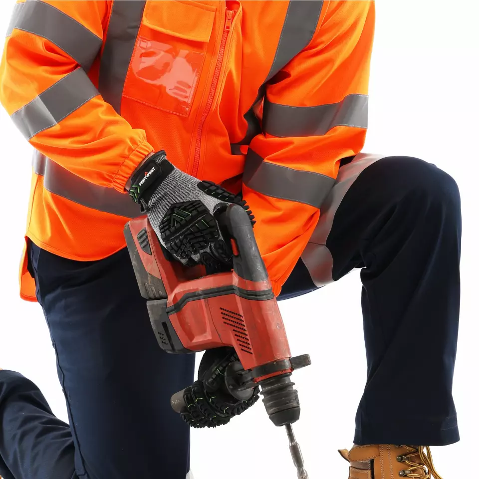 Portwest A755K3R, VHR15 Nitrile Foam Impact Glove, Black/Green, image 4, gallery thumbnail