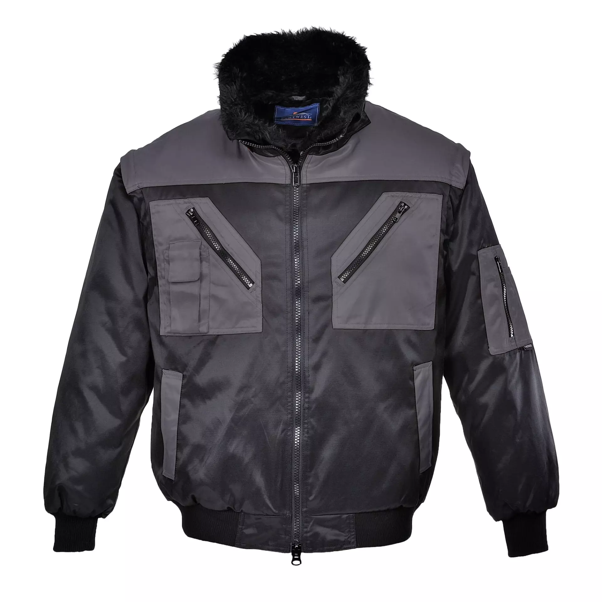 Portwest PJ20BYR, Two Tone Pilot Jacket, Black/Grey, image 1