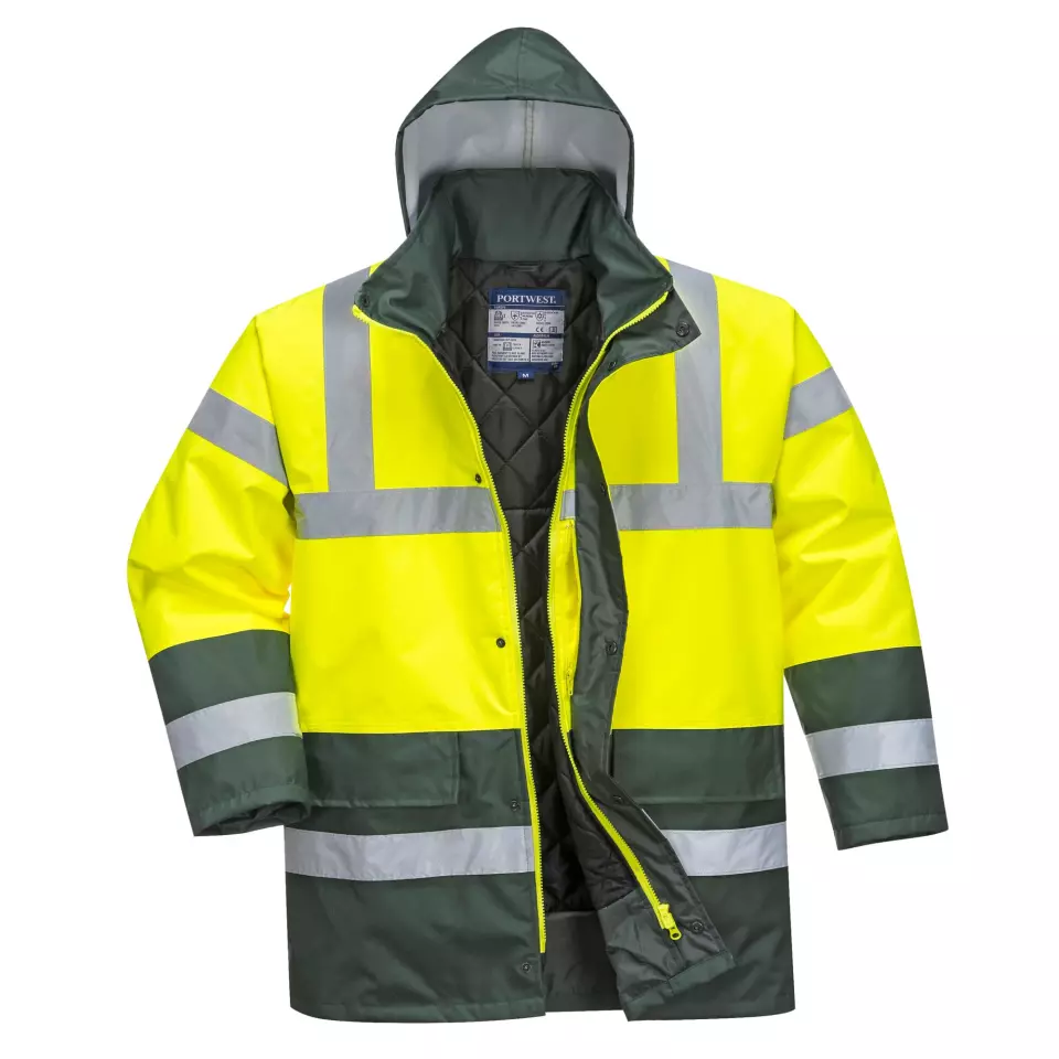 Portwest S466YGR, Hi-Vis Contrast Winter Traffic Jacket, Yellow/Green, image 1, gallery thumbnail
