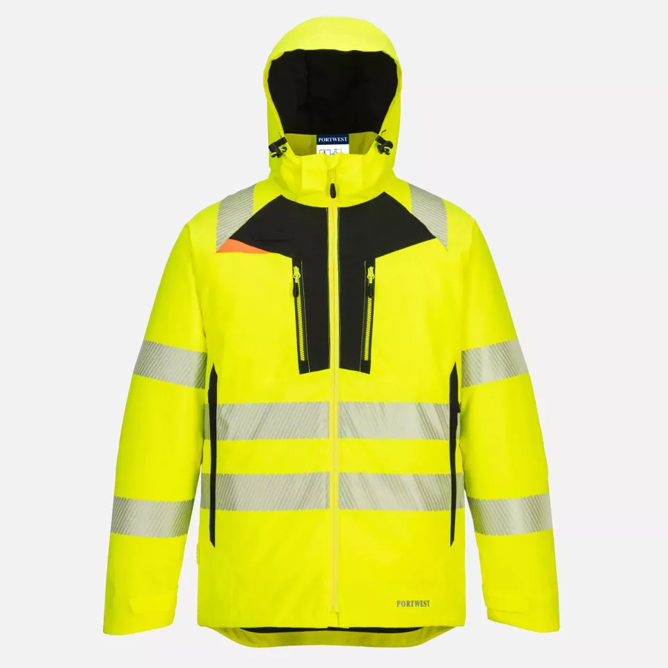 Portwest DX461YBR, DX4 Hi-Vis Winter Jacket, Yellow/Black, image 3, gallery thumbnail