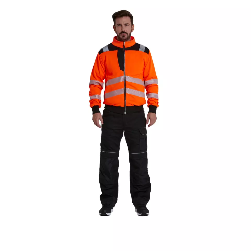Portwest PW370OBR, PW3 Hi-Vis Zip Sweatshirt, Orange/Black, image 5, gallery thumbnail
