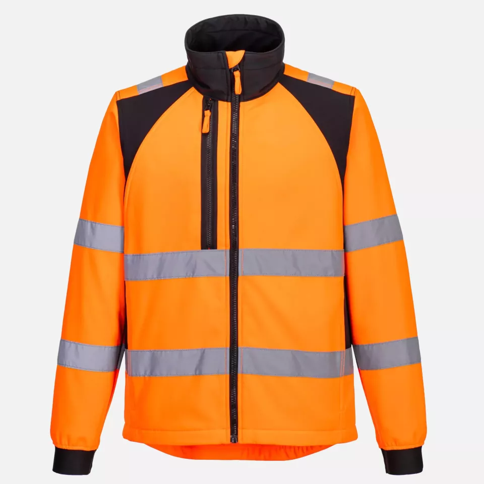 Portwest CD875OBR, WX2 Eco Hi-Vis Softshell (2L), Orange/Black, image 1, gallery thumbnail