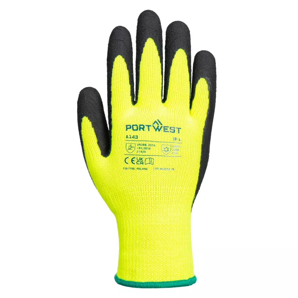Portwest A143Y8R, Thermal Soft Grip Glove, Yellow/Black, image 2, gallery thumbnail
