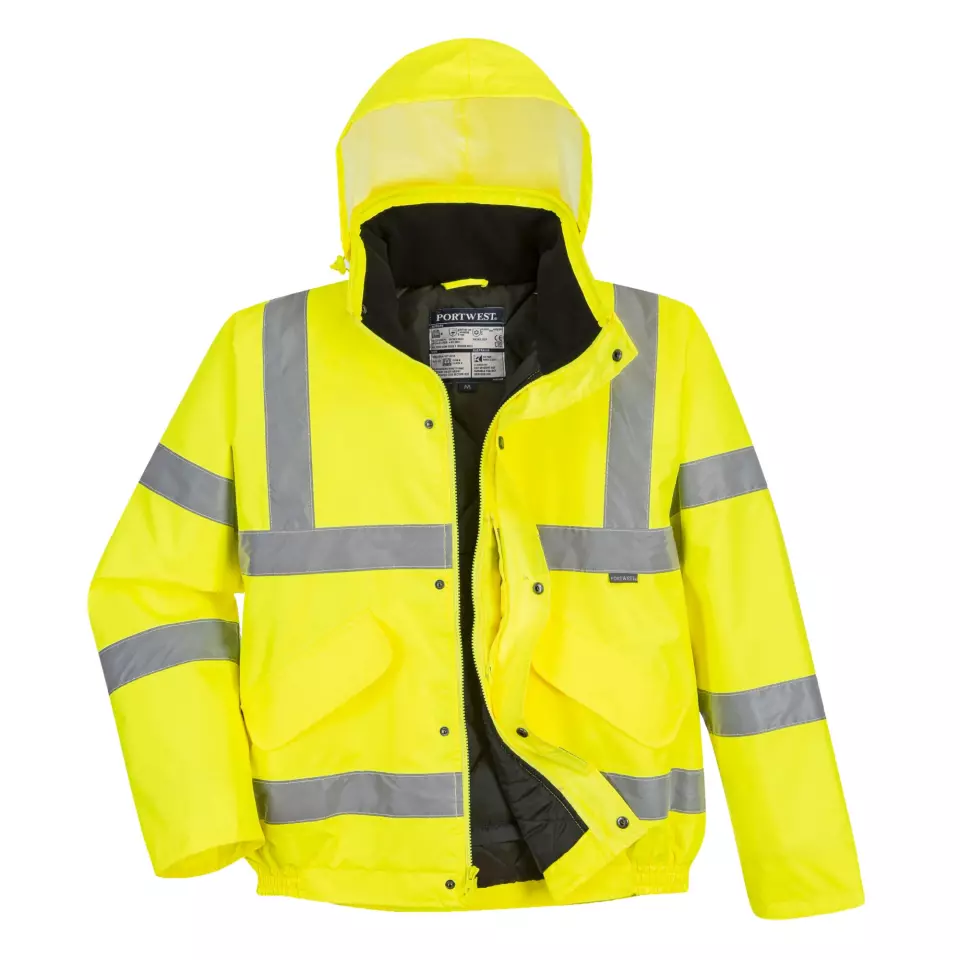 Portwest S463YER, Hi-Vis Winter Bomber Jacket, Yellow, image 2, gallery thumbnail