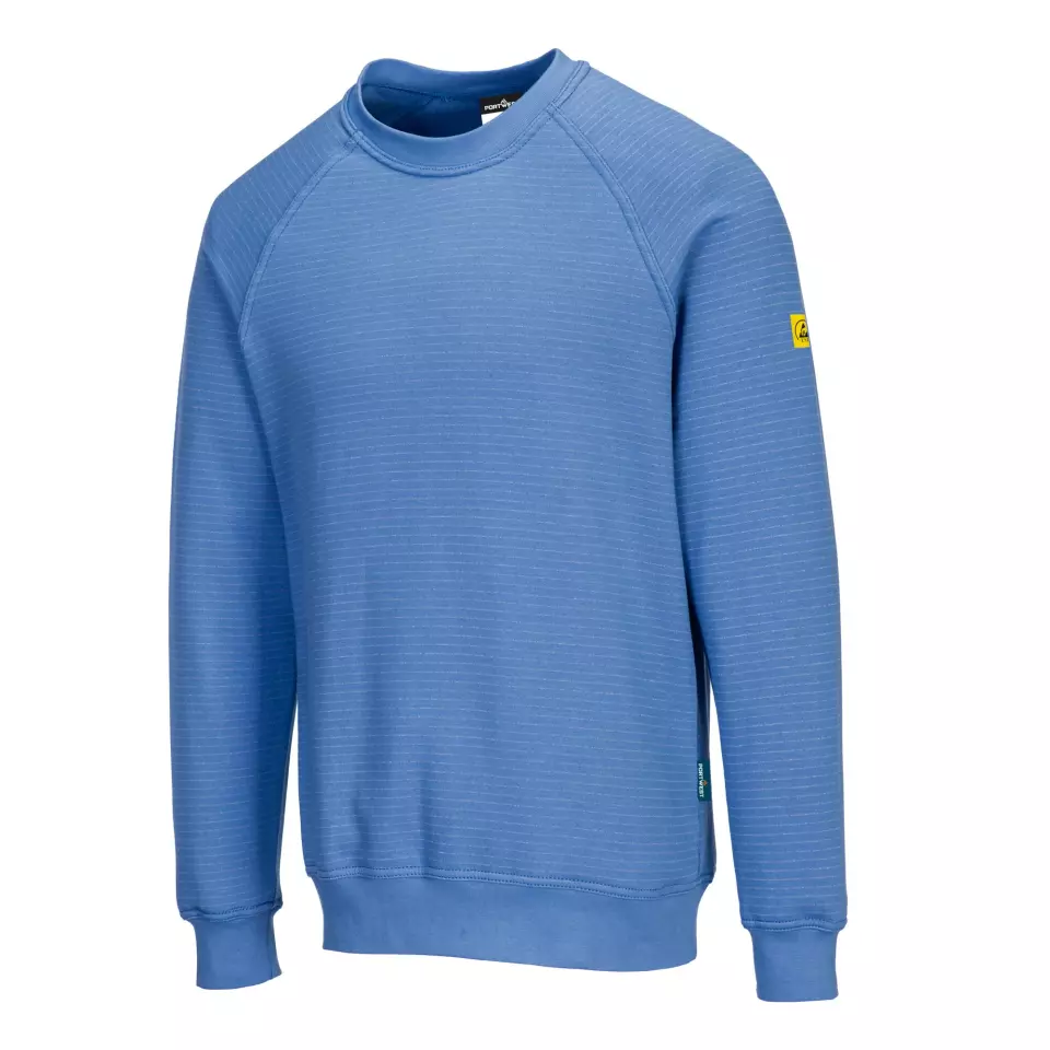Portwest AS24HBR, Anti-Static ESD Sweatshirt, Hamilton Blue, image 3, gallery thumbnail