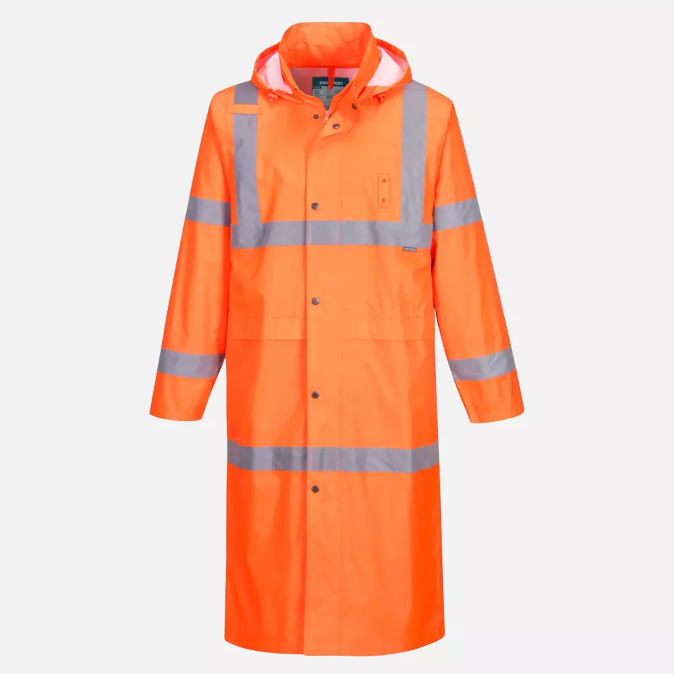 Portwest H445ORR, Hi-Vis Rain Coat 122cm, Orange, image 4, gallery thumbnail
