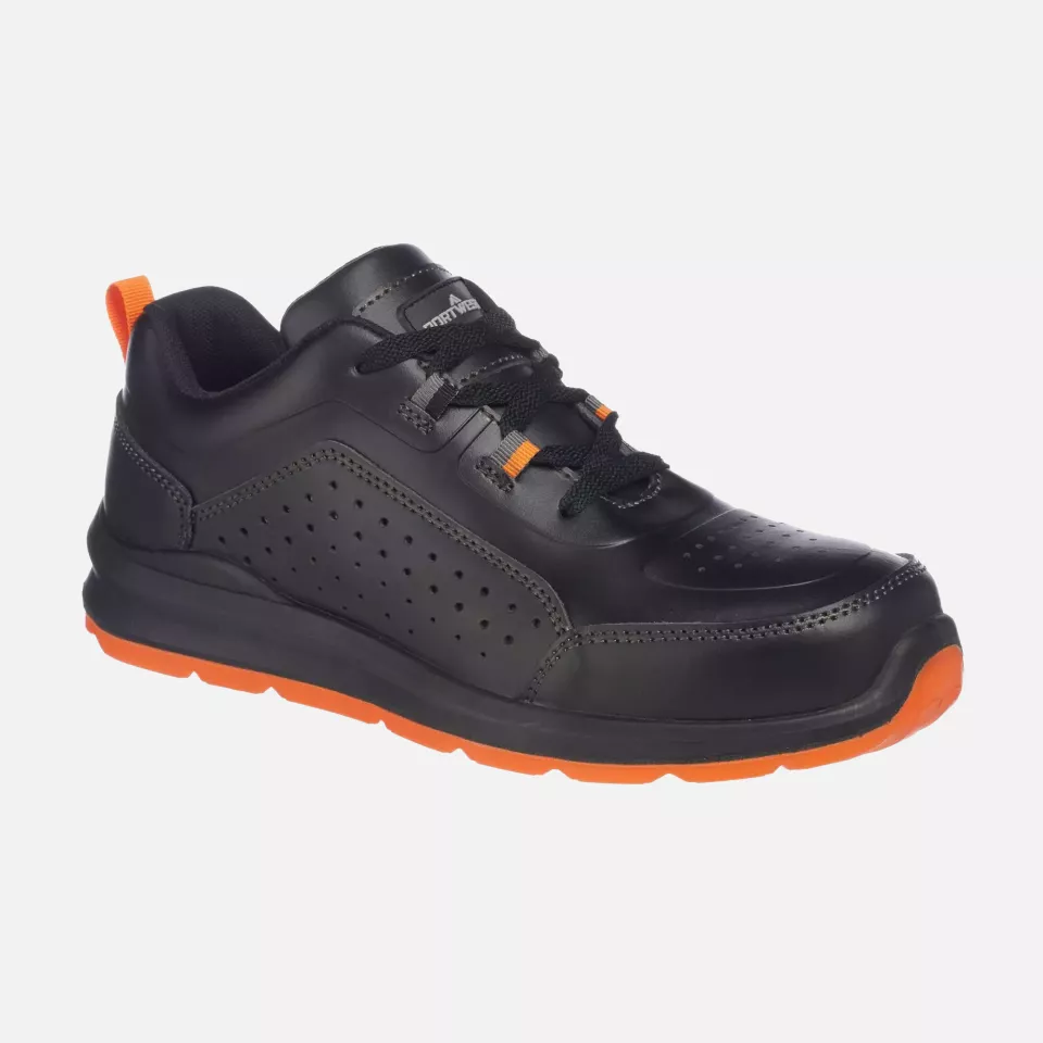 Portwest FC09BKO, Compositelite Perforated Safety Trainer S1P, Black/Orange, image 1, gallery thumbnail