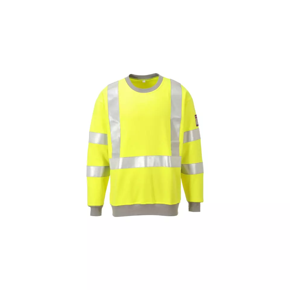 Portwest FR72YER, Modaflame Knit Hi-Vis Anti-Static FR Sweatshirt, Yellow, image 1, gallery thumbnail