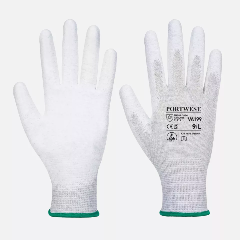 Portwest VA199G7R, Vending Antistatic PU Palm Glove, Grey, image 3, gallery thumbnail