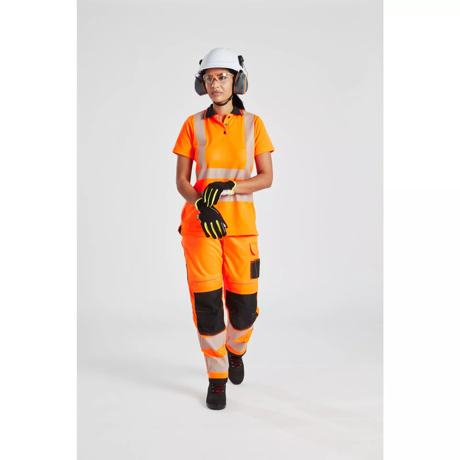 Portwest LW72OBR, Hi-Vis Women's Cotton Comfort Pro Polo Shirt S/S, Orange/Black, image 11