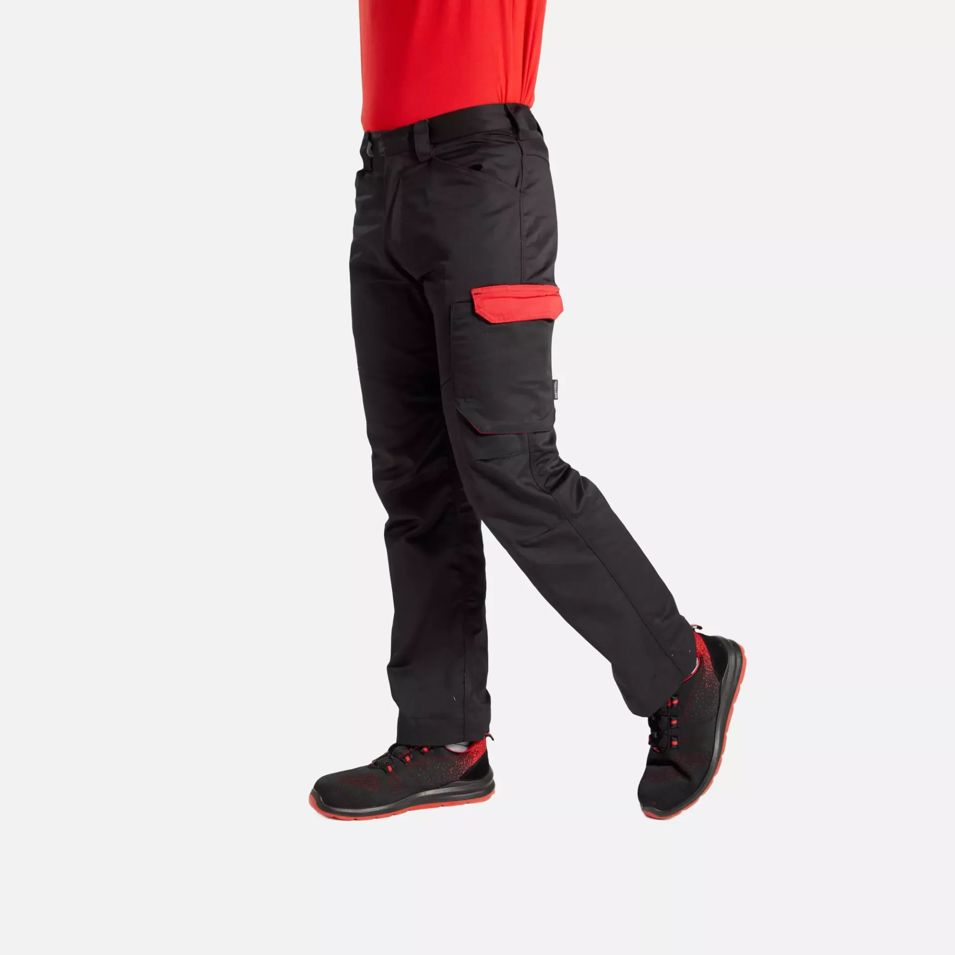 Portwest PW240BDR, PW2 Service Trousers, Black/Red, image 2
