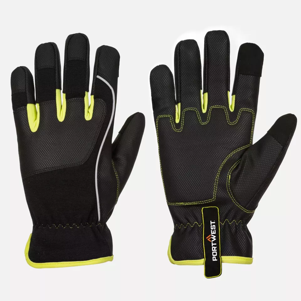 Portwest A771BKY, PW3 Tradesman Glove, Black/Yellow, image 2, gallery thumbnail
