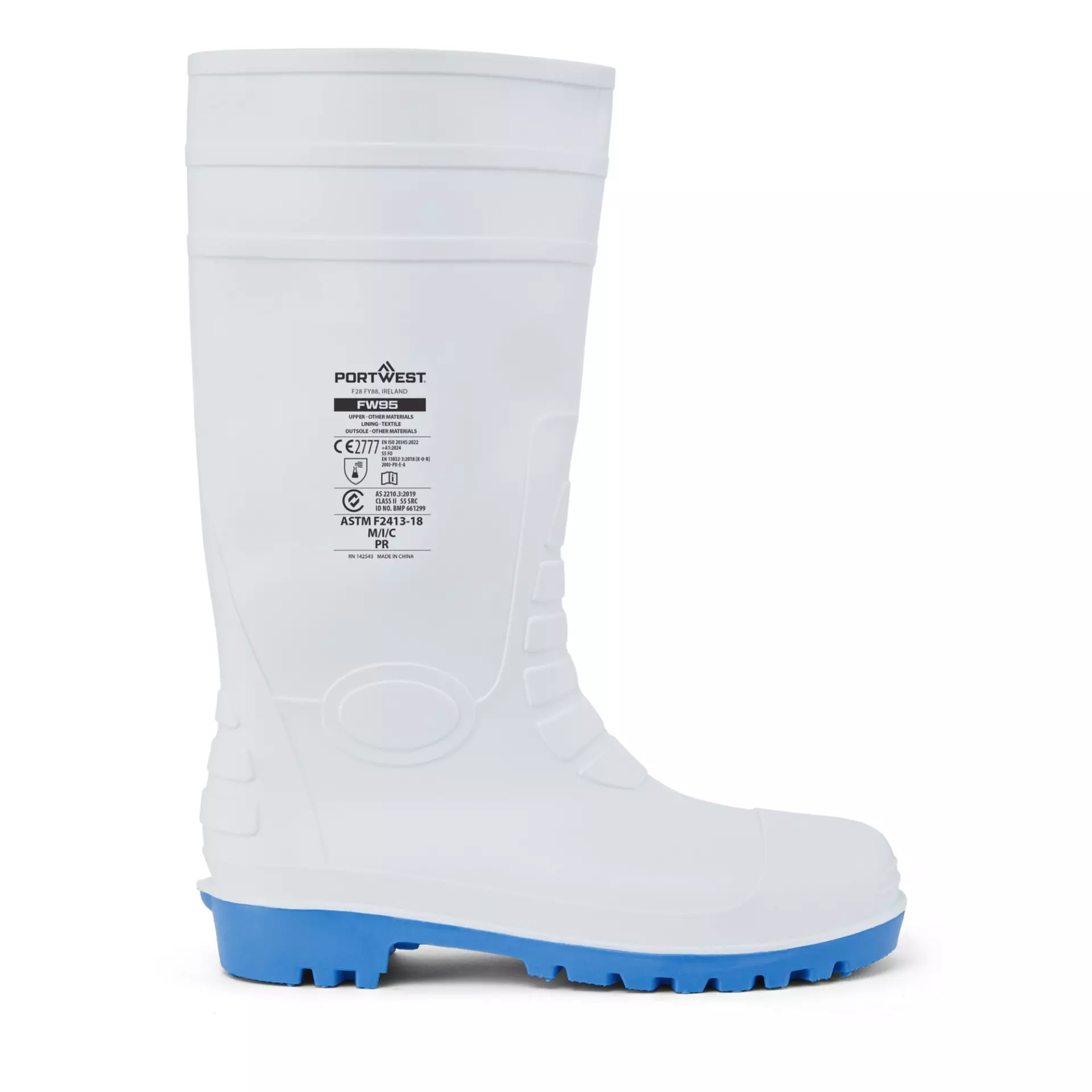 Portwest FW95WHR, Wellington Steel PVC S5 FO, White, image 1