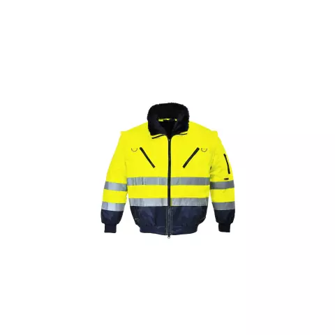 Portwest Hi-Vis 3-in-1 Contrast Pilot Jacket, Yellow/Navy