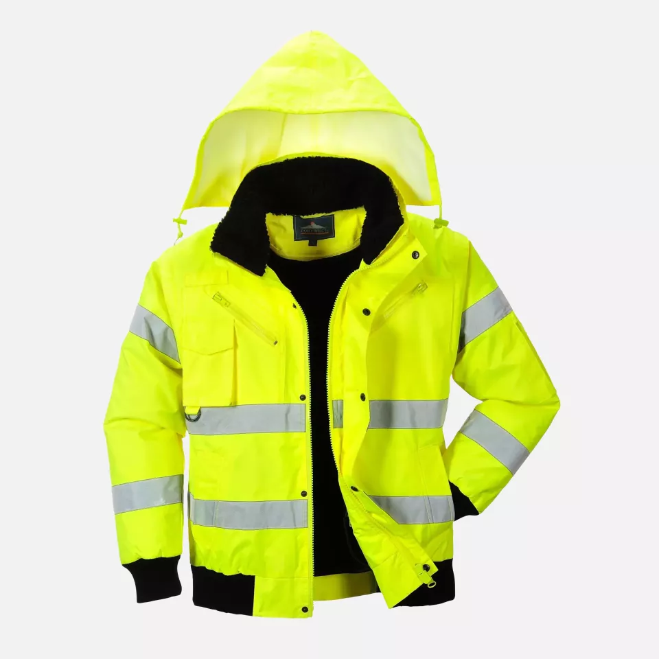 Portwest C467YER, Hi-Vis 3-in-1 Bomber Jacket, Yellow, image 3, gallery thumbnail