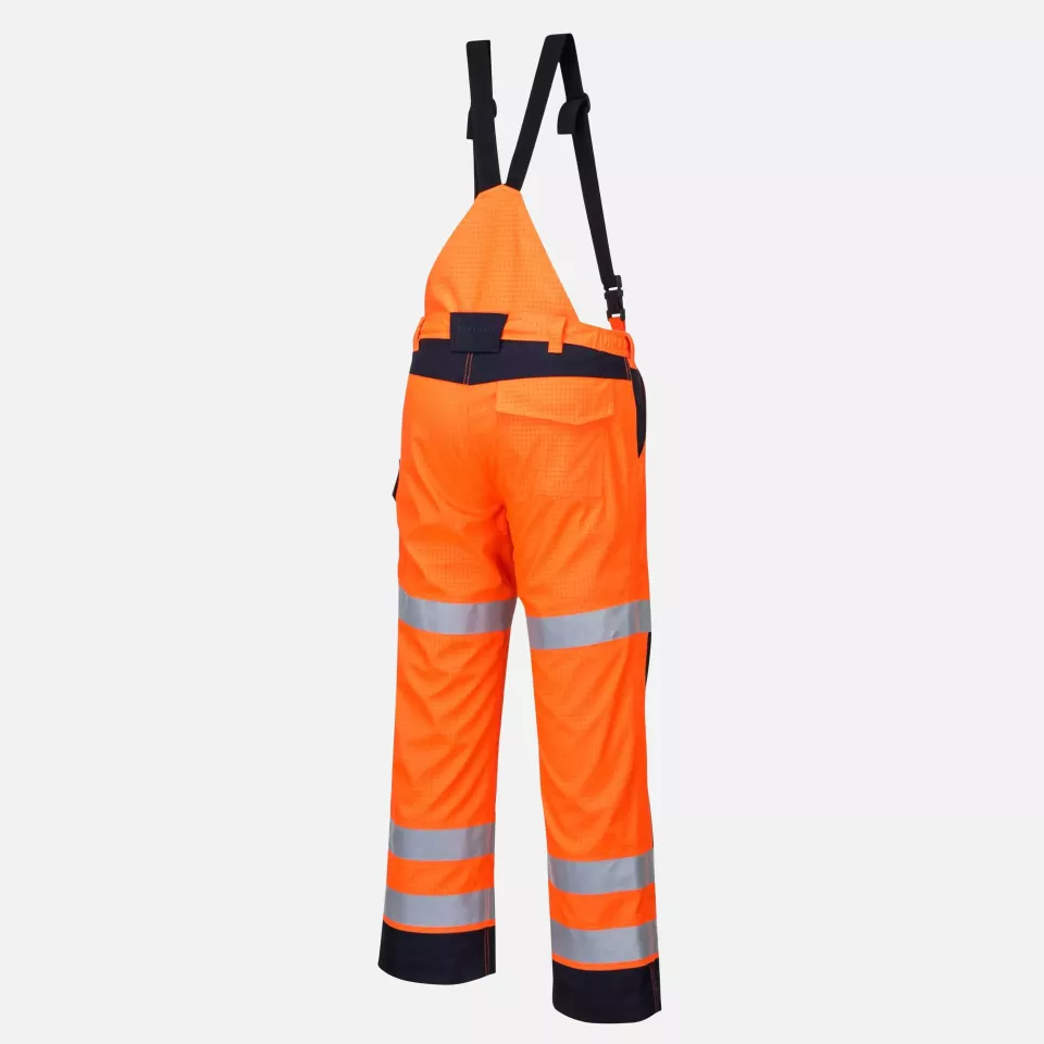 Portwest MV71ONR, Modaflame Rain Multi Norm Arc Trousers, Orange/Navy, image 3, gallery thumbnail