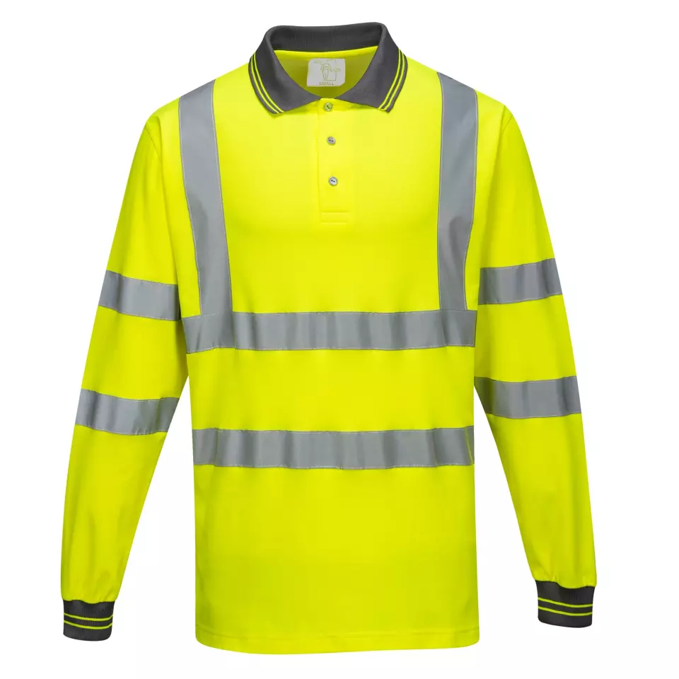 Portwest S271YER, Hi-Vis Cotton Comfort Polo Shirt L/S, Yellow, image 1, gallery thumbnail