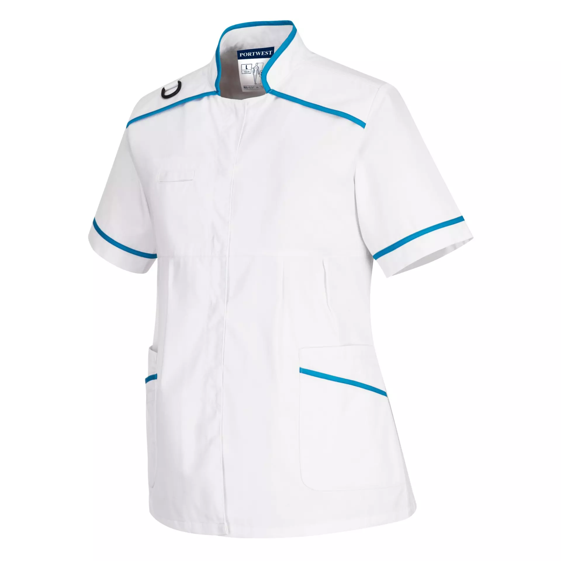 Portwest LW22WAR, Medical Maternity Tunic, White/Aqua, image 3