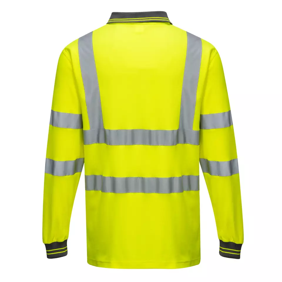 Portwest S271YER, Hi-Vis Cotton Comfort Polo Shirt L/S, Yellow, image 2, gallery thumbnail