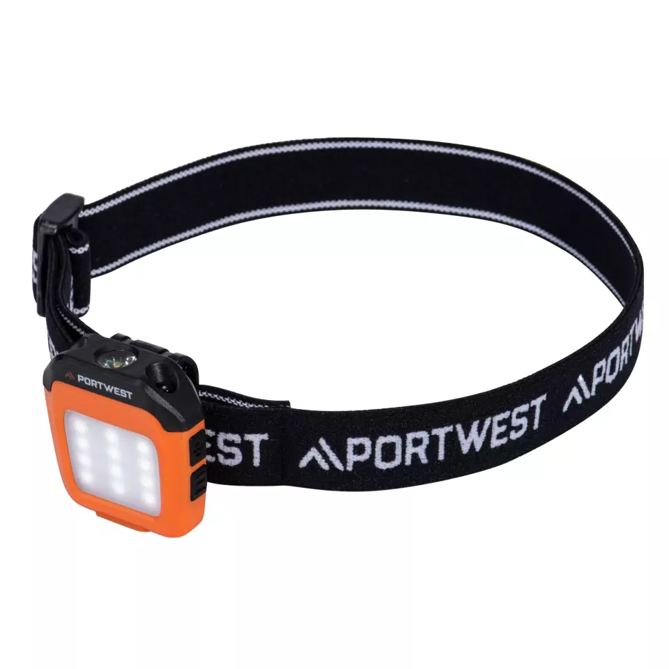 Portwest PA74OBR, USB Rechargeable Multi-function LED Cap Light, Orange/Black, image 1, gallery thumbnail
