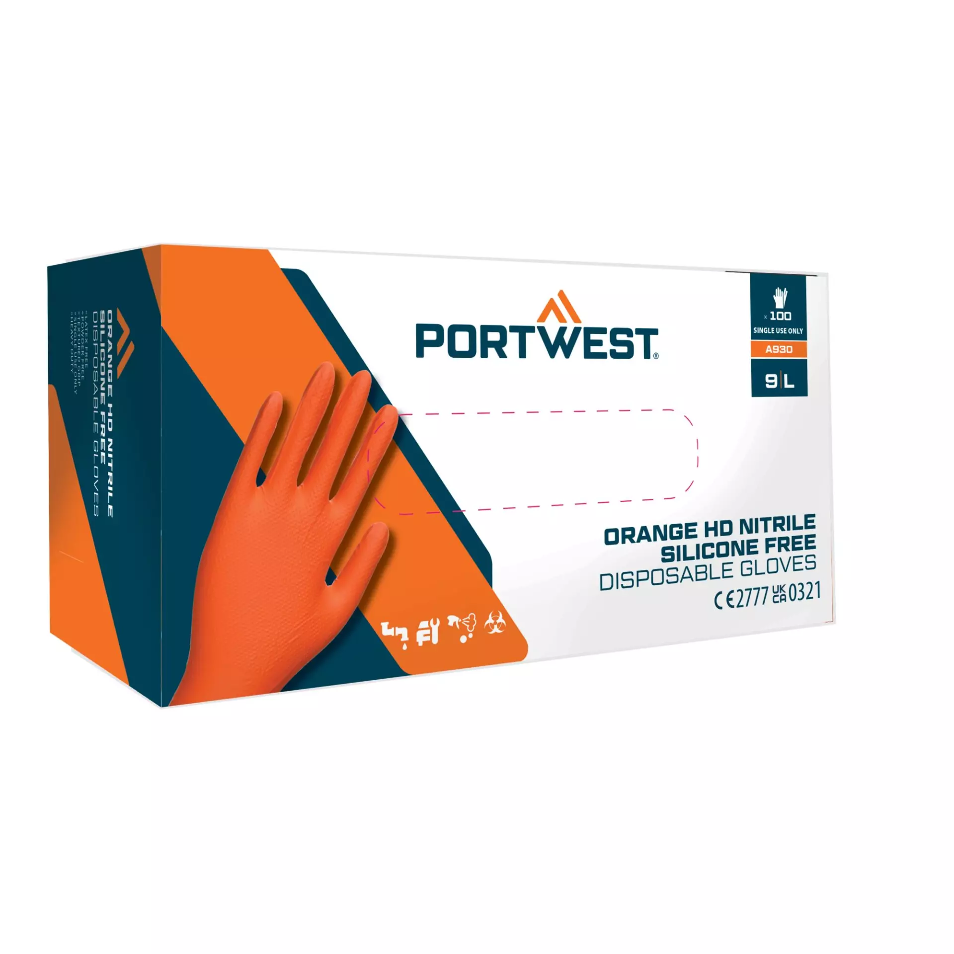 Portwest A930ORR, Orange HD Disposable Glove, Orange, image 2