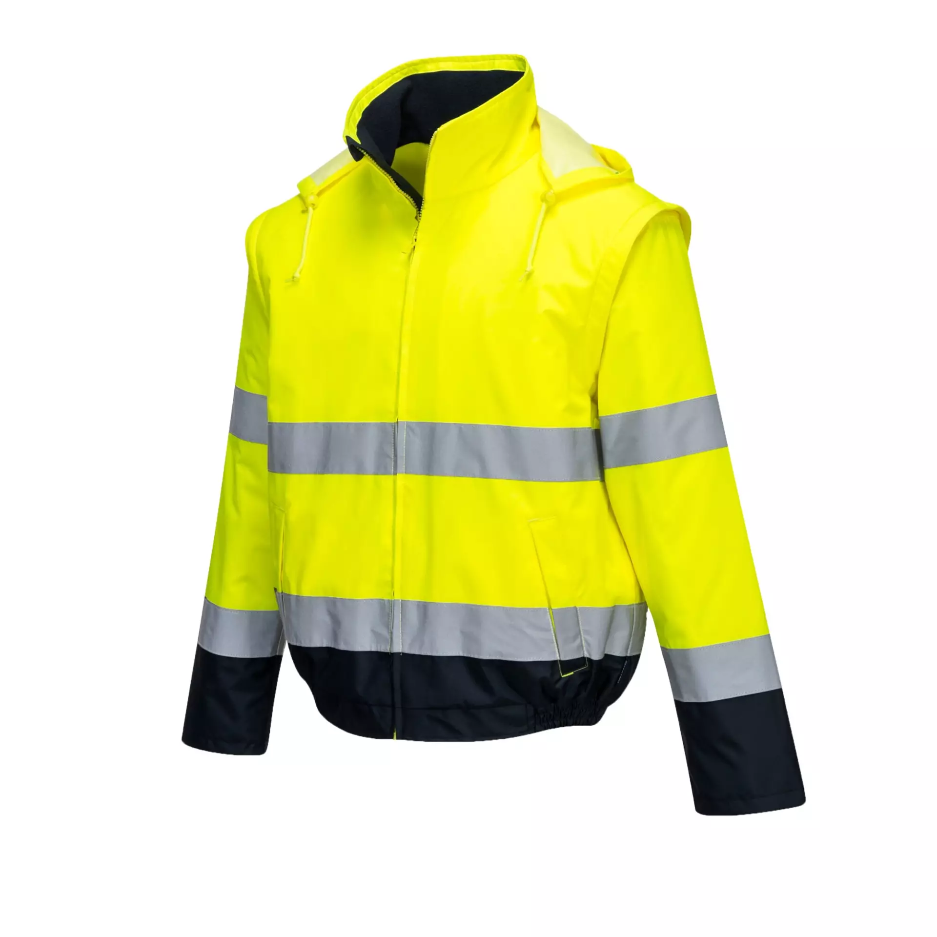 Portwest C464YNR, Hi-Vis 2-in-1 Contrast Essential Lite Bomber Jacket, Yellow/Navy, image 7