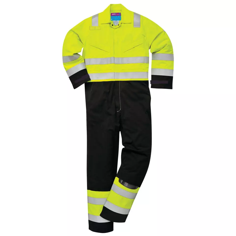 Portwest MV28YNR, Hi-Vis Modaflame Coverall, Yellow/Navy, image 2, gallery thumbnail