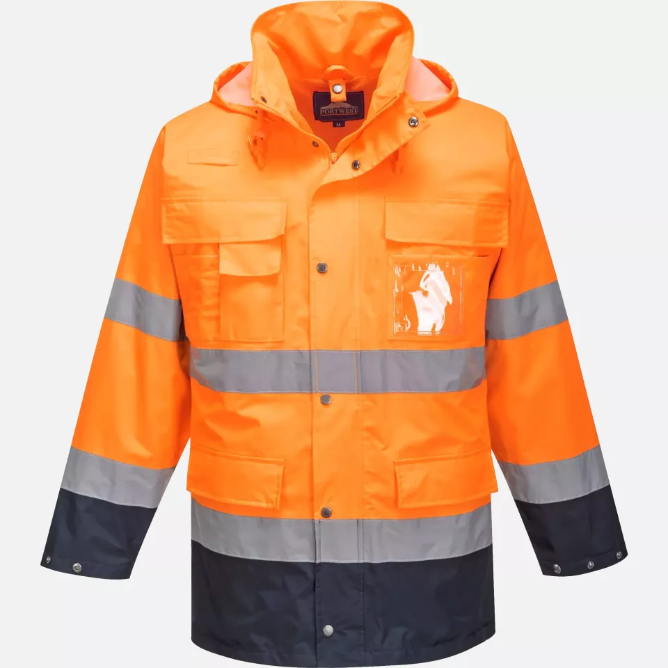 Portwest S162ONR, Hi-Vis 3-in-1 Contrast Lite Jacket, Orange/Navy, image 4, gallery thumbnail