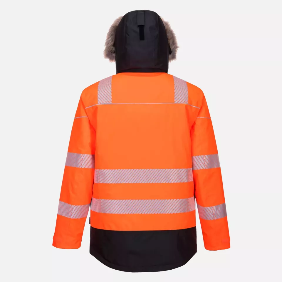 Portwest PW369OBR, PW3 Hi-Vis Winter Parka Jacket, Orange/Black, image 2, gallery thumbnail