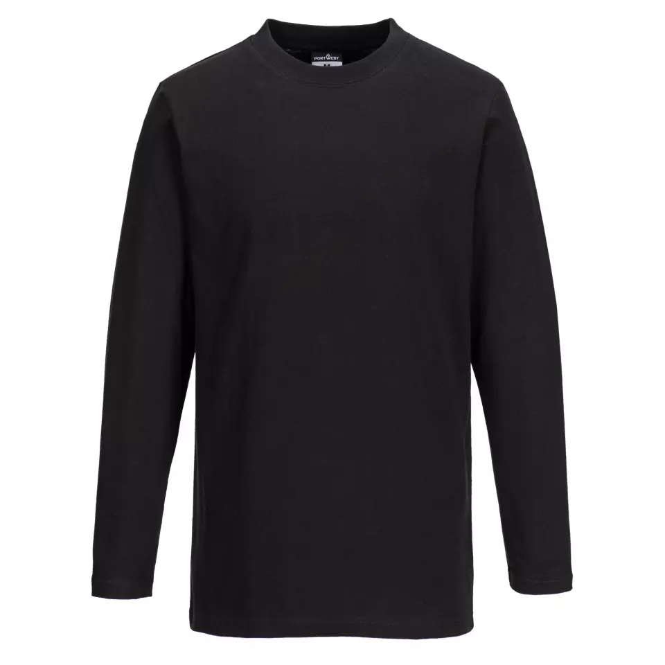 Portwest B196BKR, Long Sleeve T-Shirt, Black, image 1, gallery thumbnail
