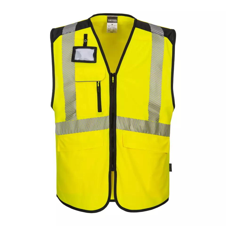 Portwest PW309YBR, PW3 Hi-Vis Executive Vest, Yellow/Black, image 1, gallery thumbnail