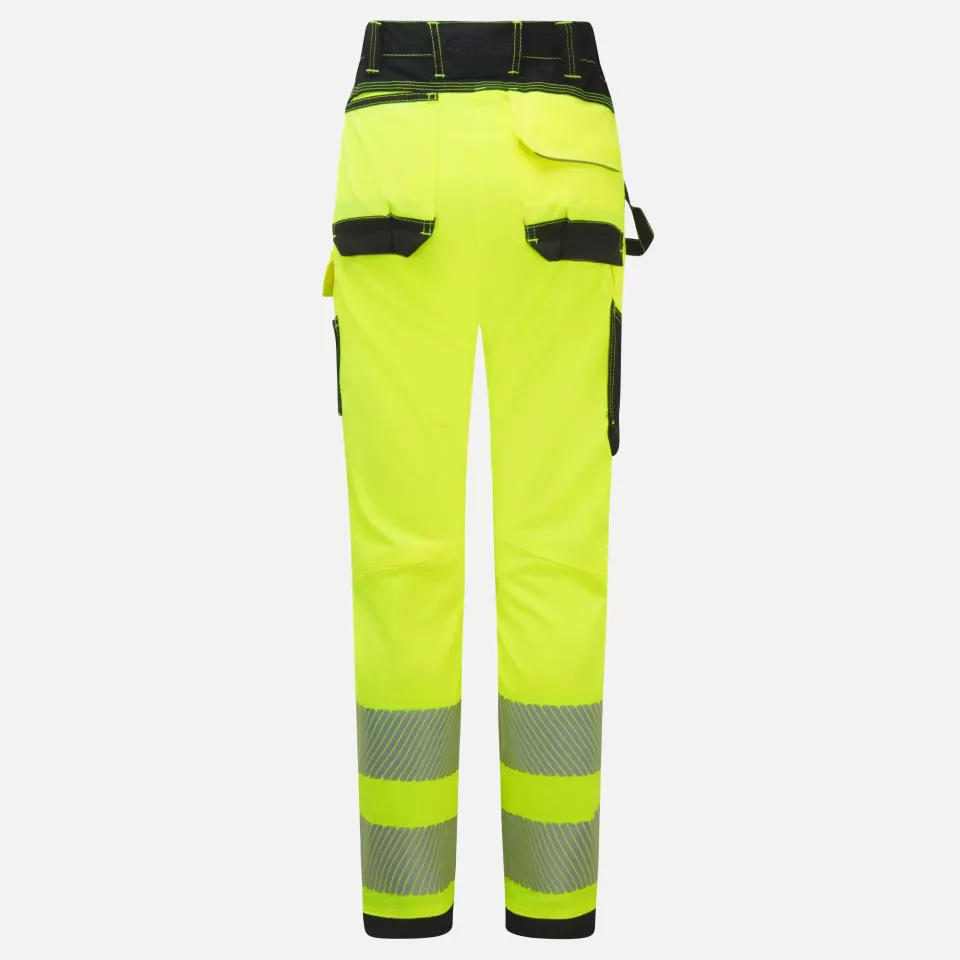 Portwest PW385YBR, PW3 Hi-Vis Women's Stretch Work Trousers, Yellow/Black, image 2, gallery thumbnail