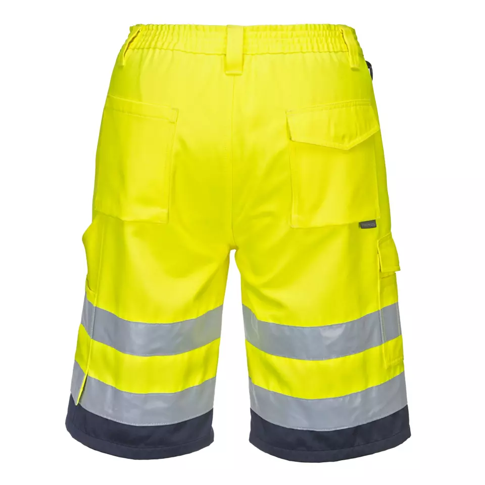 Portwest L043YNR, Hi-Vis Lightweight Polycotton Shorts, Yellow/Navy, image 2, gallery thumbnail