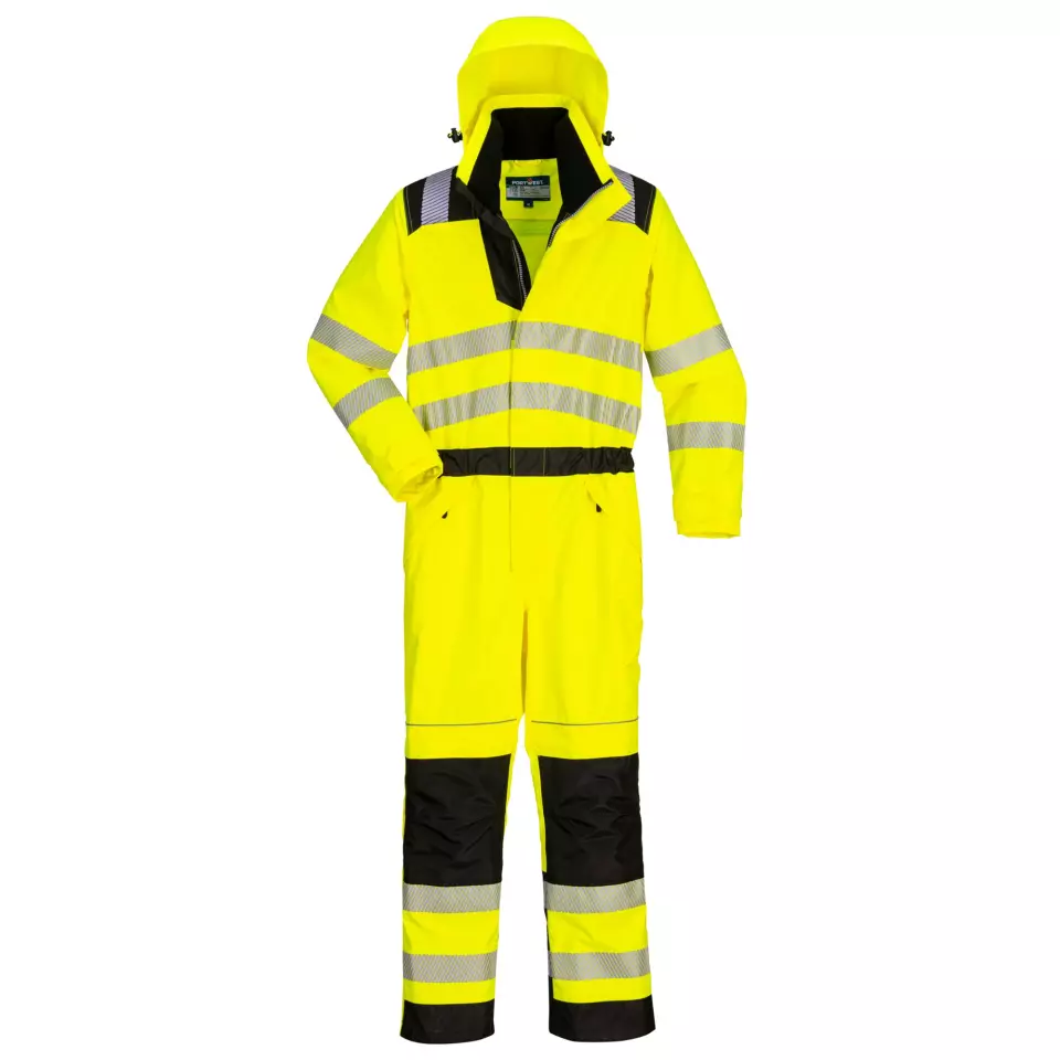 Portwest PW355YBR, PW3 Hi-Vis Rain Coverall, Yellow/Black, image 3, gallery thumbnail