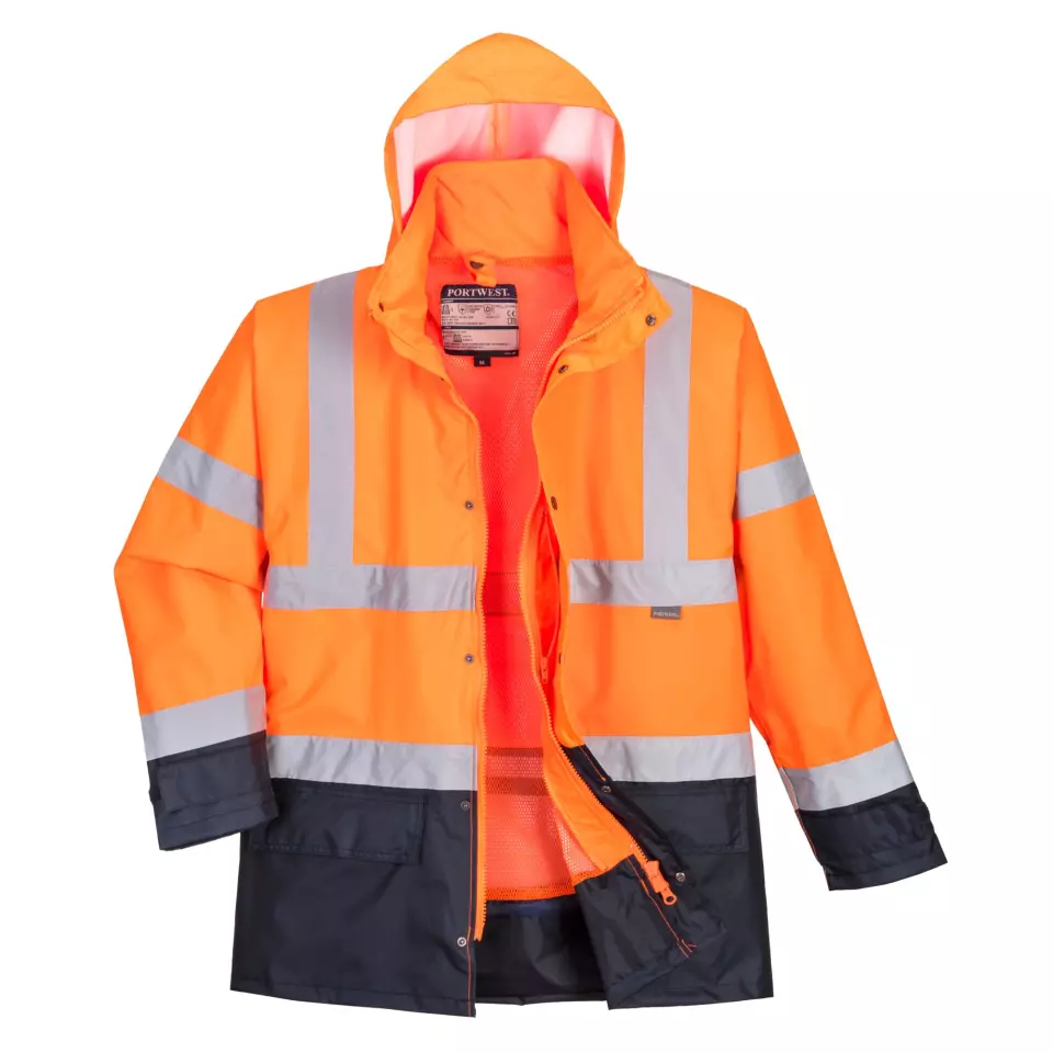 Portwest S768ONR, Hi-Vis 5-in-1 Contrast Executive Jacket, Orange/Navy, image 1, gallery thumbnail