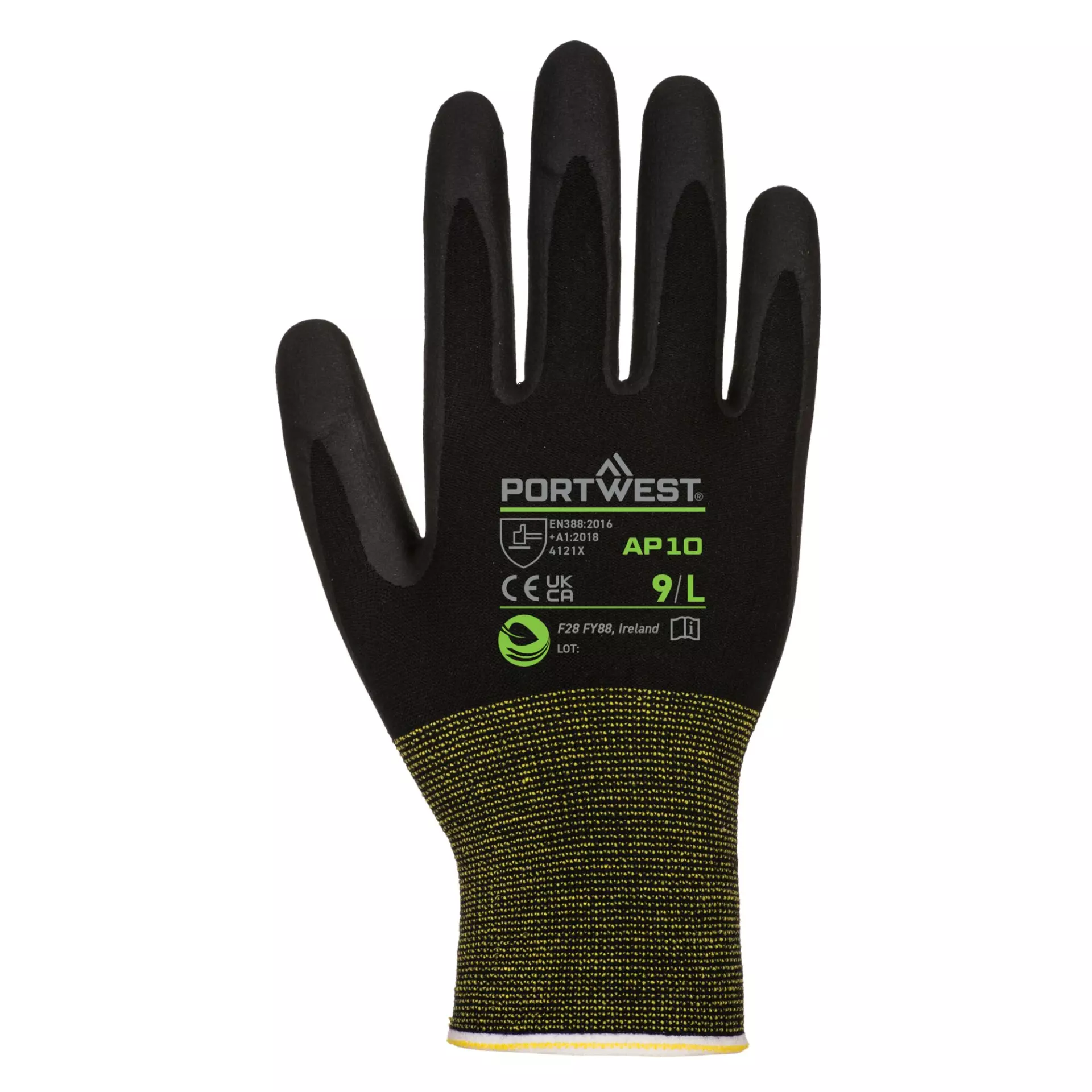 Portwest AP10K8R, NPR15 Foam Nitrile Bamboo Glove, Black, image 1