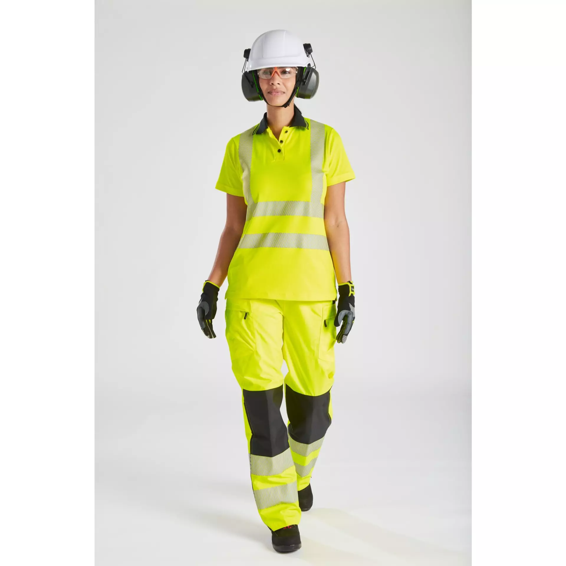Portwest LW72YBR, Hi-Vis Women's Cotton Comfort Pro Polo Shirt S/S, Yellow/Black, image 4