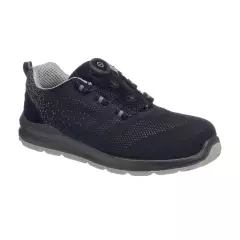 FT08BGY, Portwest Composite Wire Lace Safety Trainer Knit S1P, Black/Grey