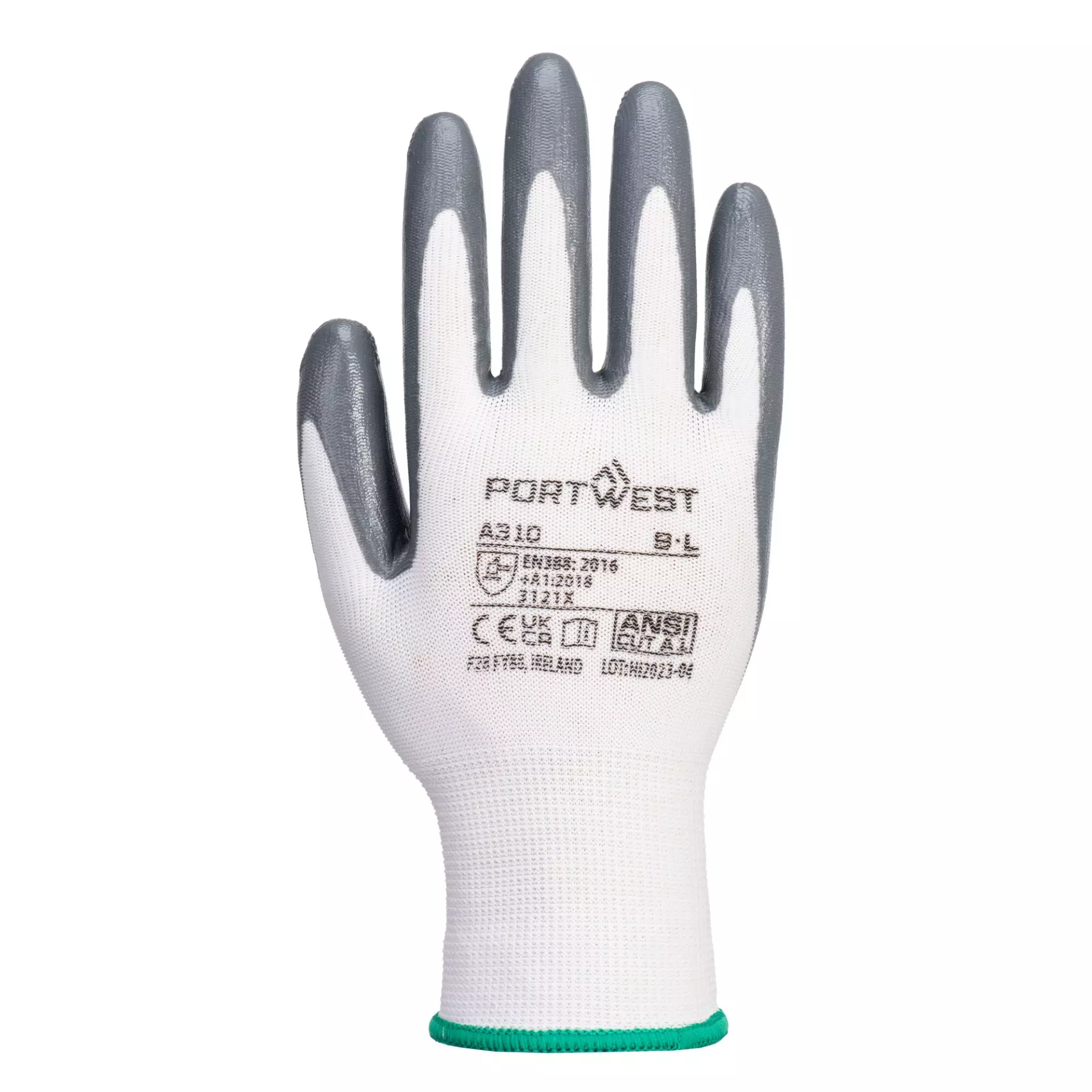 Portwest A310GRW, Flexo Grip Nitrile Glove, Grey/White, image 1