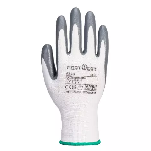 Portwest Flexo Grip Nitrile Glove, Grey/White