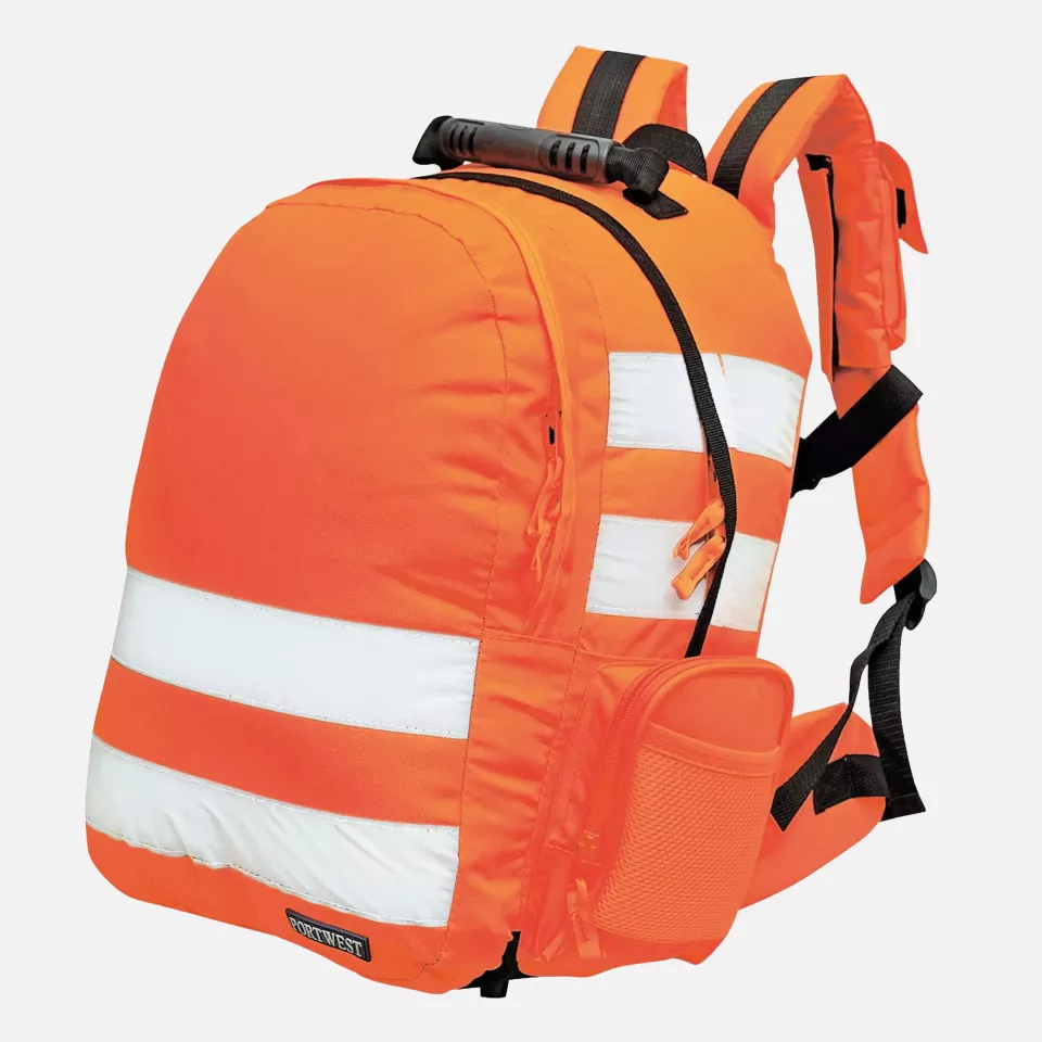 Portwest B904ORR, Quick Release Hi-Vis Rucksack, Orange, image 1, gallery thumbnail