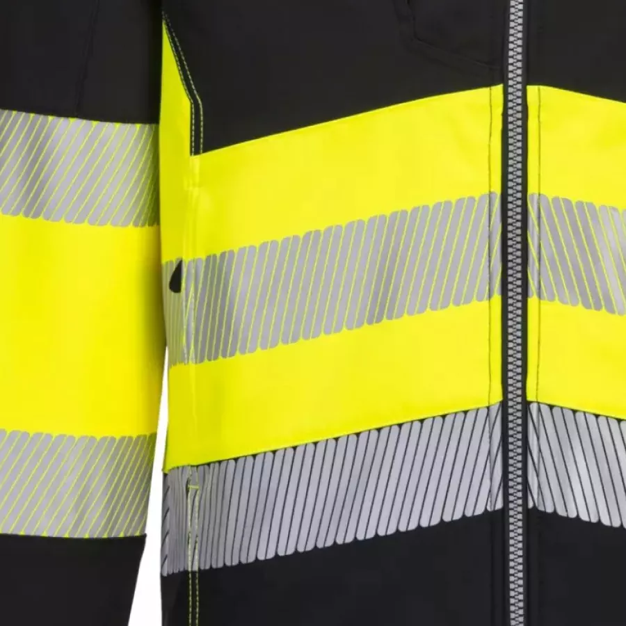 **Reflexstreifen** erhöhen die Sichtbarkeit und helfen Ihnen, sich bei der Arbeit in geschäftigen Umgebungen gesehen und sicher zu fühlen.