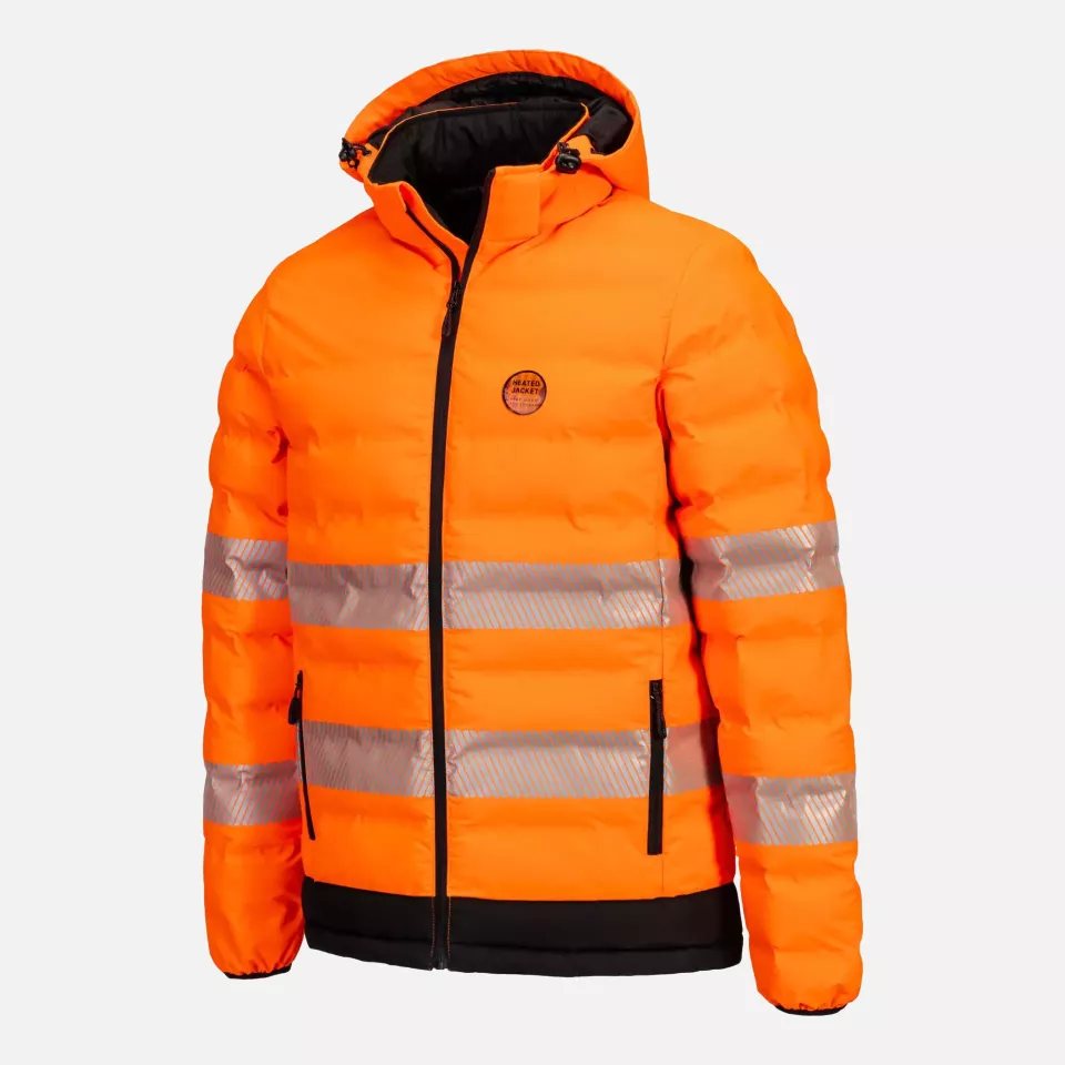 Portwest S548OBR, Hi-Vis Ultrasonic Heated Tunnel Jacket, Orange/Black, image 5, gallery thumbnail